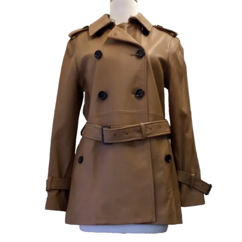 Coach Dylan Short Trench Leather Coat